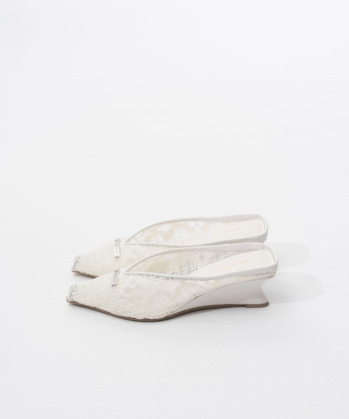 シューズ マルチファブリックウェッジソールカットミュール / Wedge-Sole Cut Mules レディースの画像