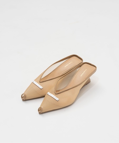 シューズ マルチファブリックウェッジソールカットミュール / Wedge-Sole Cut Mules レディースの画像