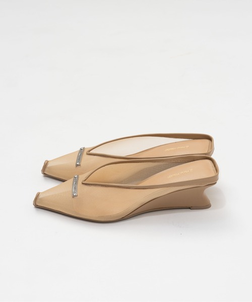シューズ マルチファブリックウェッジソールカットミュール / Wedge-Sole Cut Mules レディースの画像