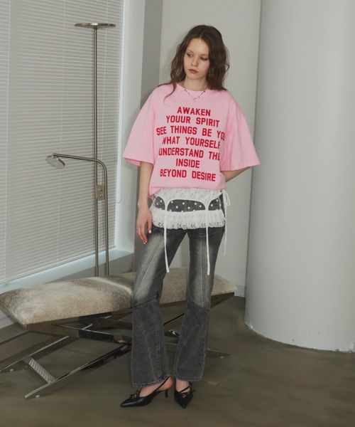 「SHAGGIE」 半袖Tシャツ FREE ピンク レディース_画像5