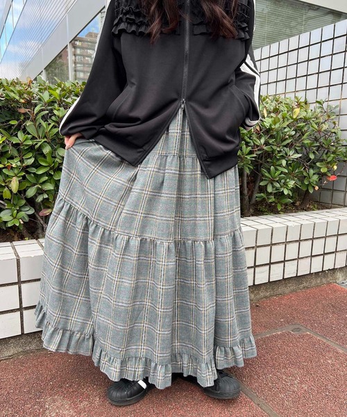 WC ロング スカート 「一部店舗限定」チェックティアードロング