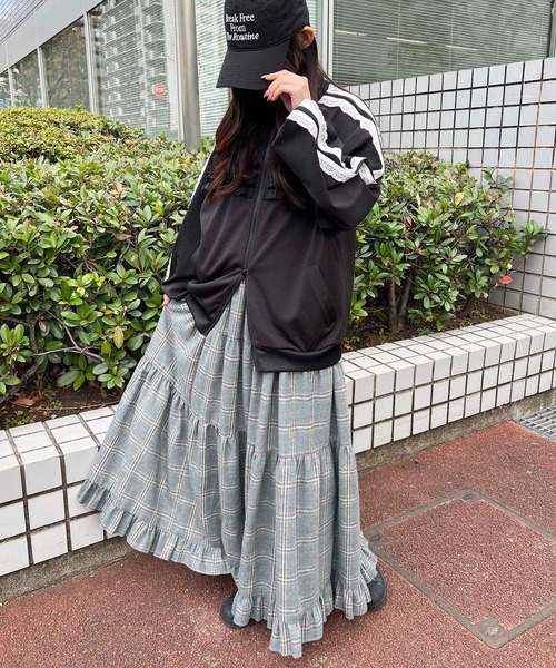WC スカート 「一部店舗限定」チェックティアードロングスカート