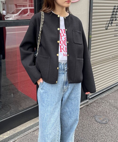 Traditional Weatherwear」 ノーカラージャケット 34 ブラック