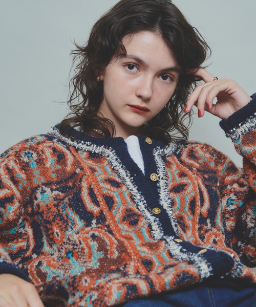 「Unitage」 ニットカーディガン FREE ピンク レディース_画像7