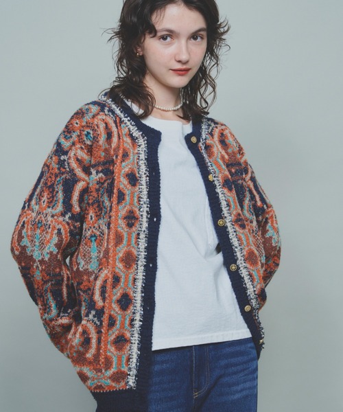 「Unitage」 ニットカーディガン FREE ピンク レディース_画像8