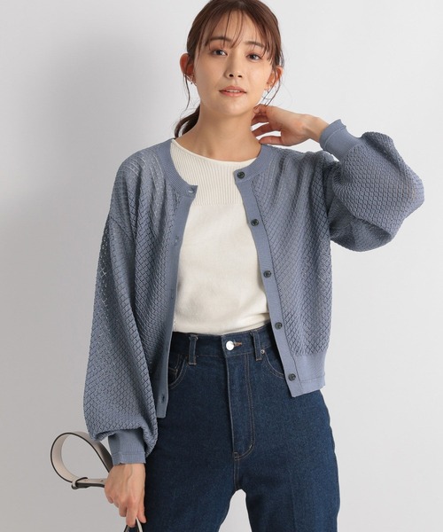 「Andemiu」 ニットカーディガン FREE ブルー レディース_画像2
