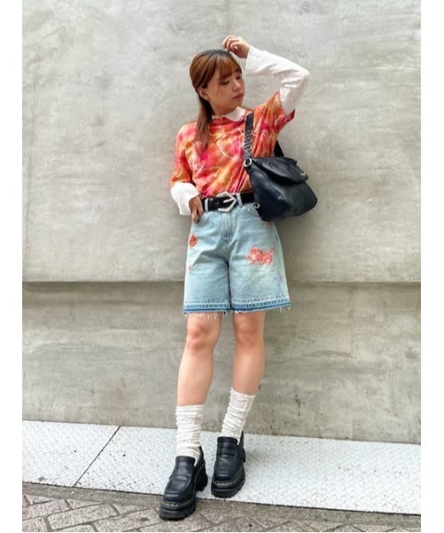 Desigual（デシグアル） tシャツ レース刺繍×フレアスリーブカラー付き