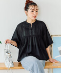 ブラウス シャツ 半袖 限定展開 インド タッ...の詳細画像4