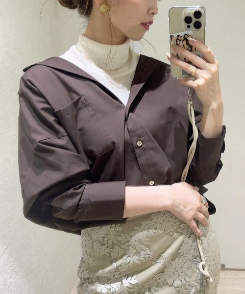 「anuans」 長袖シャツ FREE ホワイト レディース_画像3