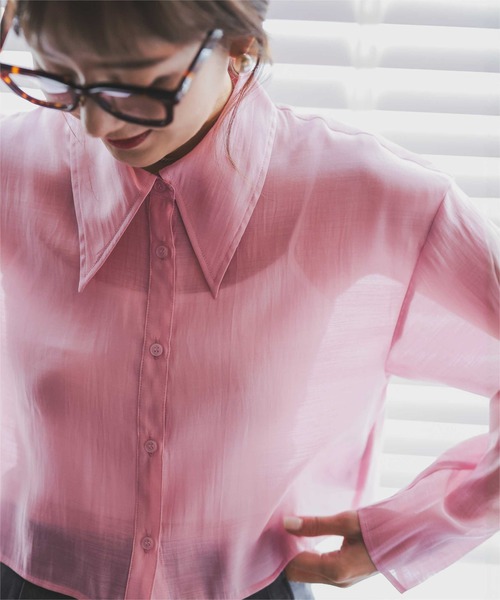 「titivate」 長袖シャツ L ネイビー レディース_画像3