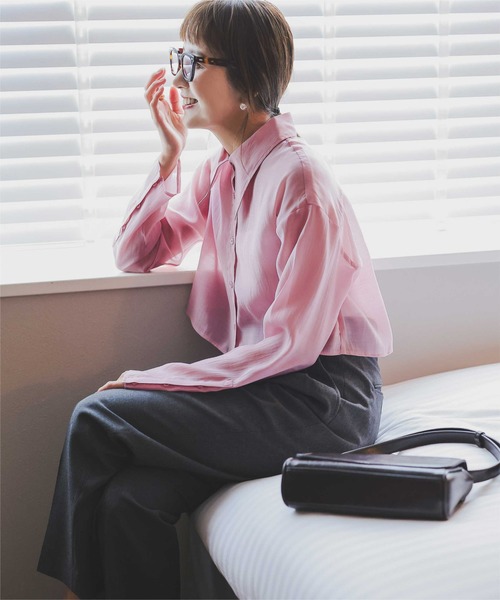 「titivate」 長袖シャツ L ネイビー レディース_画像4