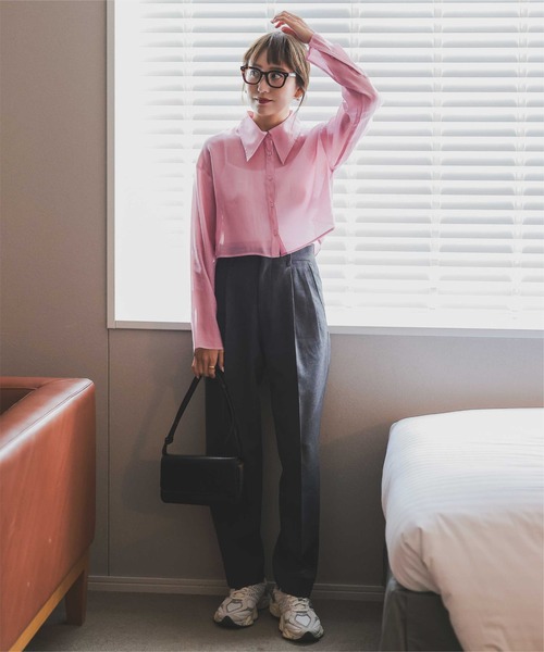 「titivate」 長袖シャツ L ネイビー レディース_画像5