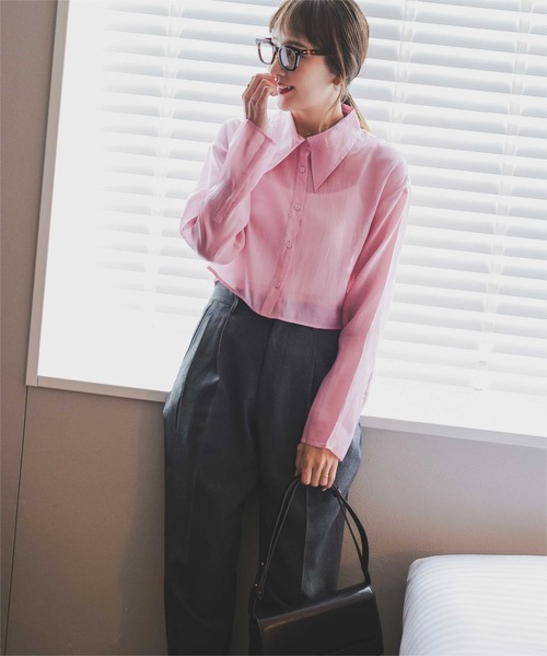 「titivate」 長袖シャツ L ネイビー レディース_画像6