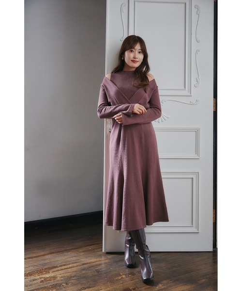 「Her lip to」 ニットワンピース M ブラウン レディース_画像3
