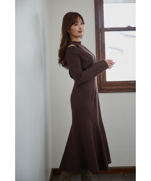 「Her lip to」 ニットワンピース M ブラウン レディース_画像5