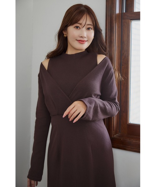 「Her lip to」 ニットワンピース M ブラウン レディース_画像6