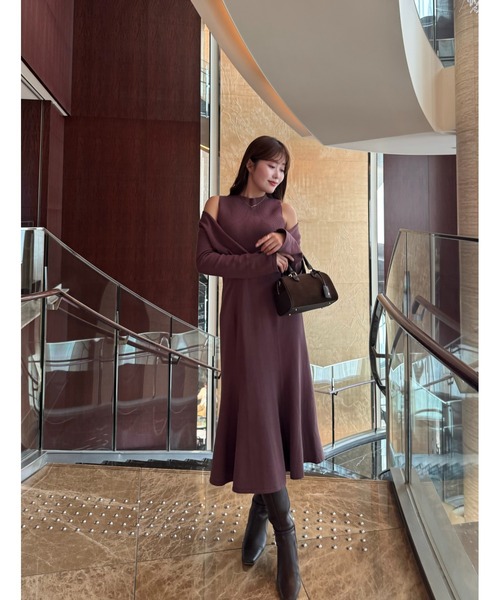 「Her lip to」 ニットワンピース M ブラウン レディース_画像7