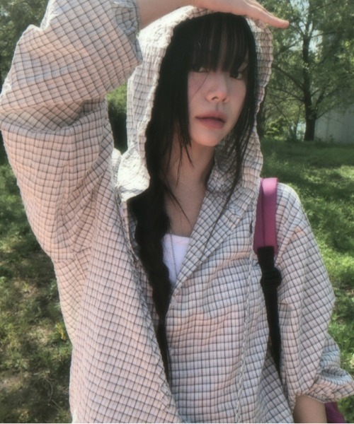 ブラウス シャツ チェック柄フード付きシャツ レディース : ZOZOTOWN