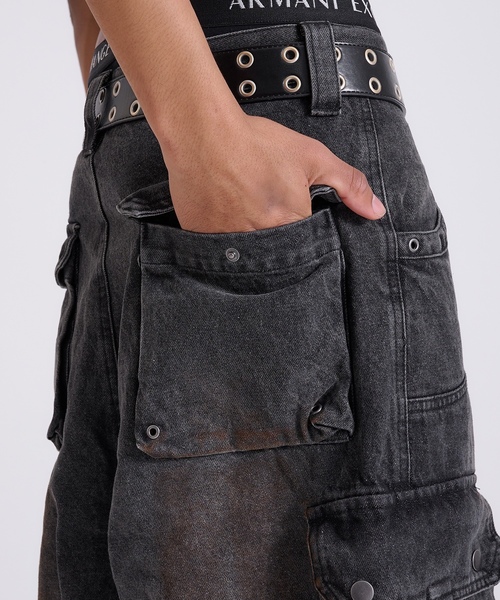 「ANDER HUNK」 デニムパンツ MEDIUM ブラック メンズの画像
