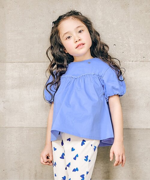 総刺し子　フリルスリーブ　半袖tシャツ　ペプラムトップス apres les cours（アプレレクール） tシャツ 「新色追加」バルーン