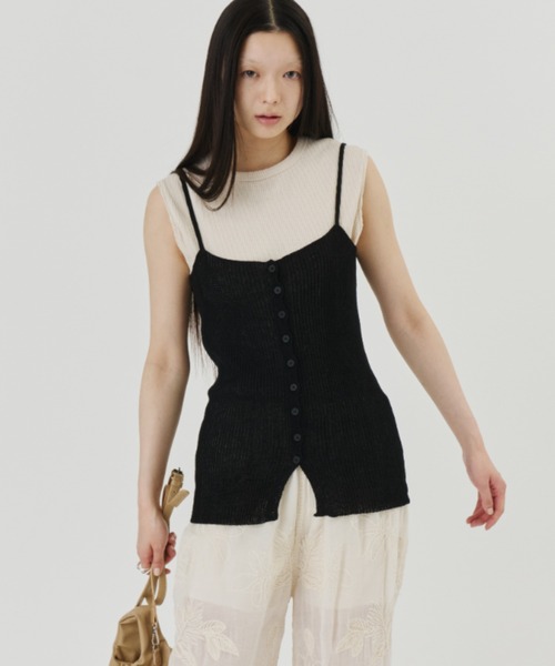 HOOKED vintage ニットキャミソール DFFUR. キャミソール フロントボタンニットキャミソール : ZOZOTOWN