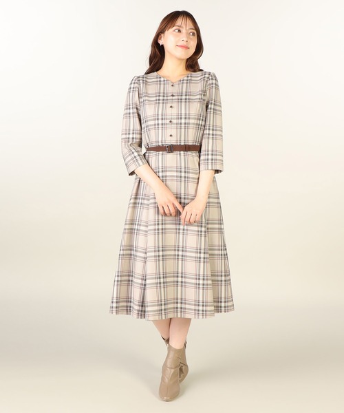 「LAISSE PASSE」 7分袖ワンピース MEDIUM ネイビー レディース_画像4