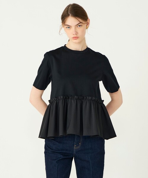 Ballsey ボールジィ ジャージコンビ ペプラムプルオーバー 黒　36 Ballsey（ボールジィ） tシャツ 半袖 「WEB限定」ジャージーコンビ