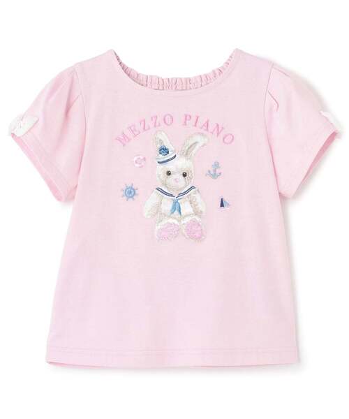 【新品未使用】メゾピアノ ネコ マリン半袖Tシャツ【接触冷感】 120 mezzo piano tシャツ ウサギ・ネコ マリン半袖Tシャツ「接触冷感