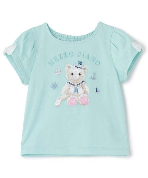 【新品未使用】メゾピアノ ネコ マリン半袖Tシャツ【接触冷感】 120 mezzo piano tシャツ ウサギ・ネコ マリン半袖Tシャツ「接触冷感