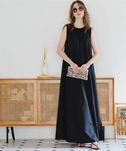 Maison INNESS ワンピース 夏 リネンブレンドフレアボリューム