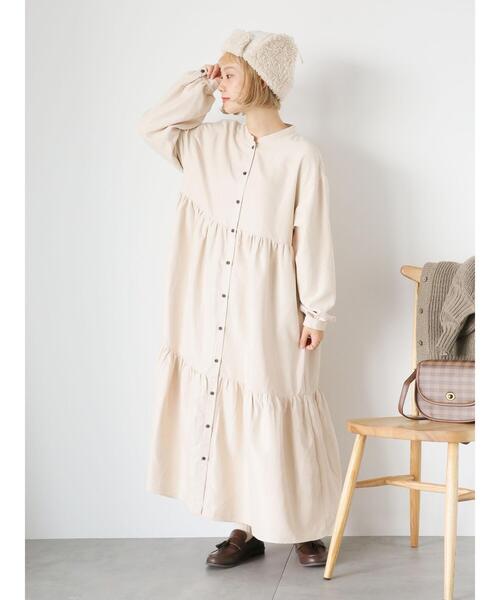 「ehka sopo」 長袖ワンピース F ベージュ レディース_画像7