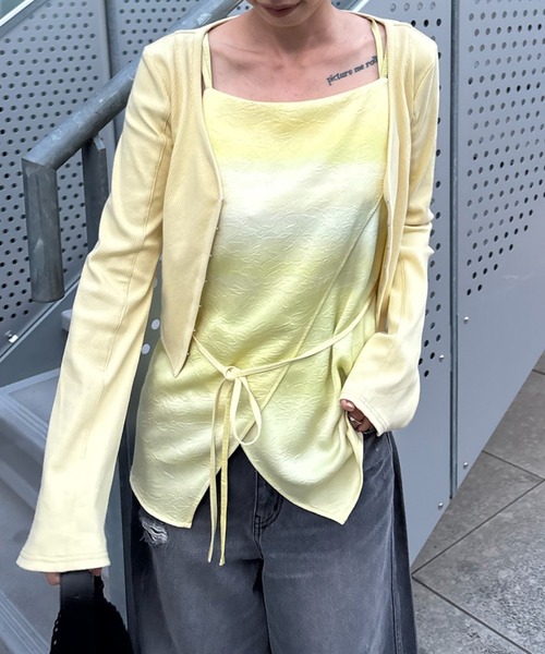 Ameri（アメリ） カーディガン 夏 MEDI FRONT HOOK RIB CARDIGAN