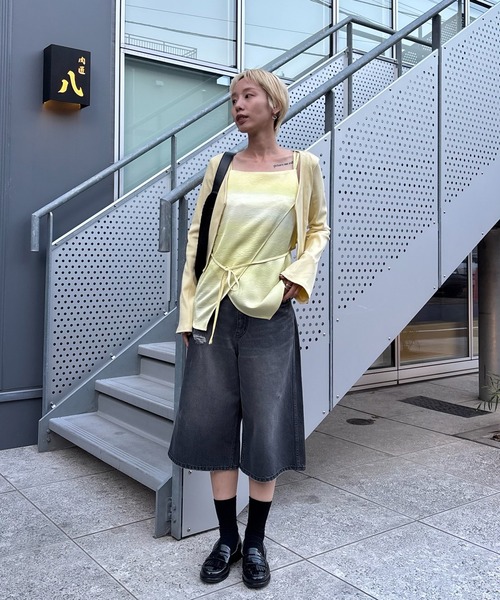 Ameri（アメリ） カーディガン 夏 MEDI FRONT HOOK RIB CARDIGAN