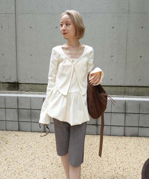 Ameri（アメリ） カーディガン 夏 MEDI FRONT HOOK RIB CARDIGAN