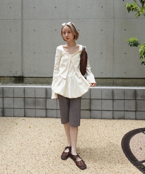 Ameri（アメリ） カーディガン 夏 MEDI FRONT HOOK RIB CARDIGAN