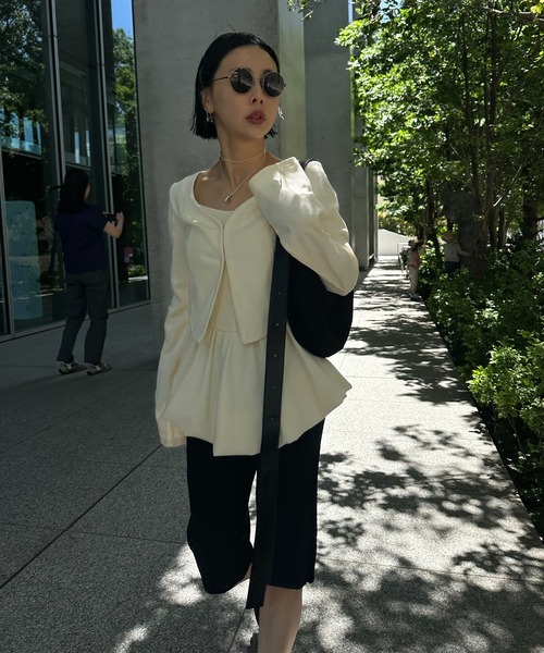 Ameri（アメリ） カーディガン 夏 MEDI FRONT HOOK RIB CARDIGAN