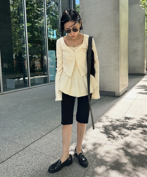 Ameri（アメリ） カーディガン 夏 MEDI FRONT HOOK RIB CARDIGAN