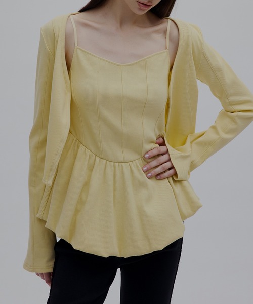Ameri（アメリ） カーディガン 夏 MEDI FRONT HOOK RIB CARDIGAN