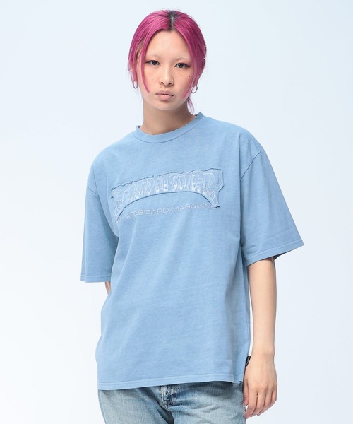 PERVERZE ダメージ加工 半袖Tシャツ　サイズF THRASHER（スラッシャー） tシャツ ダメージ加工 Tシャツ 半袖 綿100