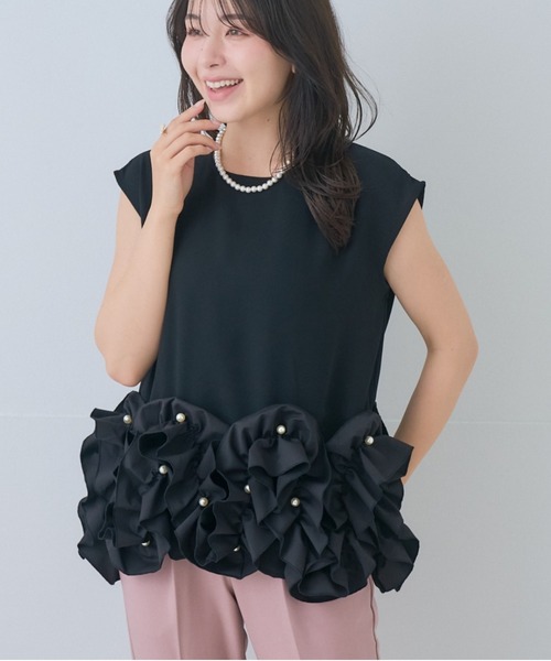 tシャツ リュスクフリルパールトップス レディース | Neige