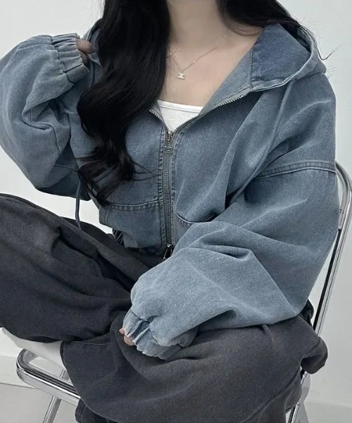 「SHEENA」 ジップアップパーカー M ブラック レディース_画像4