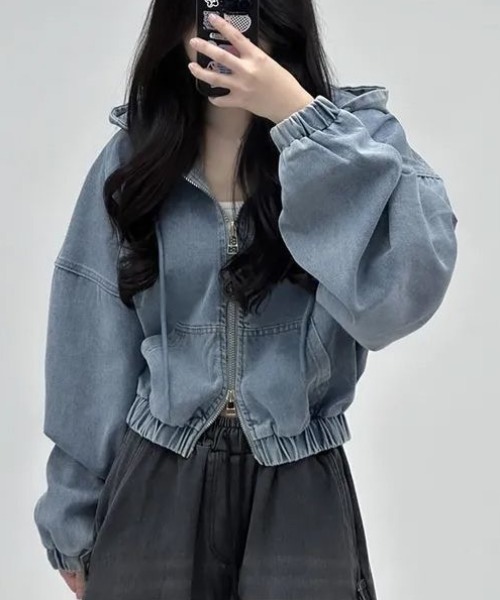「SHEENA」 ジップアップパーカー M ブラック レディース_画像8