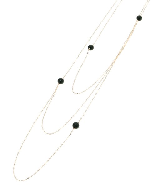ネックレス K10カラーストーン（オニキス） ドレープネックレス レディースの画像