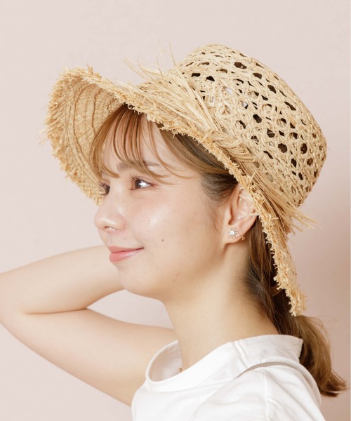 【完売品☆】おしゃれフリンジハット flower（ファッション） 帽子 ハット サマーフリンジハット