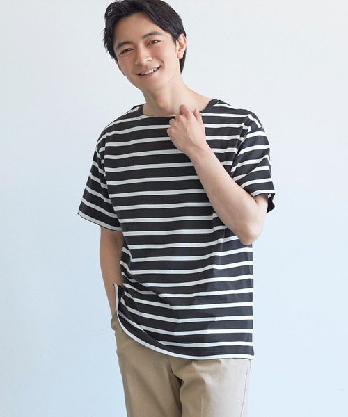 Tシャツ Tシャツ メンズ ハリ感ボーダーボートネックtシャツ Zozotown Paypayモール店 通販 Paypayモール