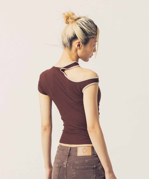 tシャツ THE OPEN PRODUCT ONE SHOULDER CUT-OUT TOP GTO222TS007 レディース TheOpen Product tシャツ THE OPEN PRODUCT ONE SHOULDER CUT