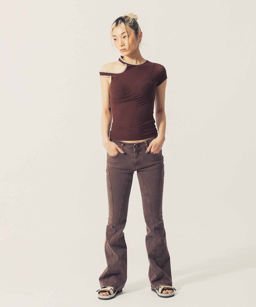 tシャツ THE OPEN PRODUCT ONE SHOULDER CUT-OUT TOP GTO222TS007 レディース TheOpen Product tシャツ THE OPEN PRODUCT ONE SHOULDER CUT
