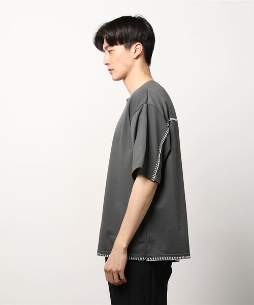 メタルフック キーネック Tシャツ 長袖 半袖 韓国 メンズ nr7822 Many men, many minds. tシャツ men mind/ブランケットステッチ