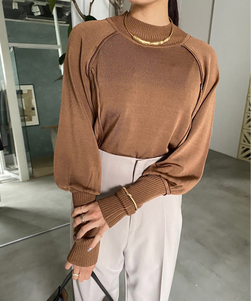 ニット セーター SWITCHING RIB KNIT TOP レディース
