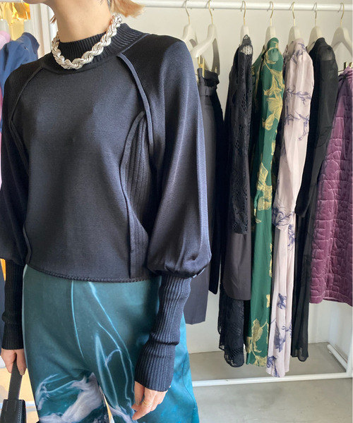 ニット セーター SWITCHING RIB KNIT TOP レディース